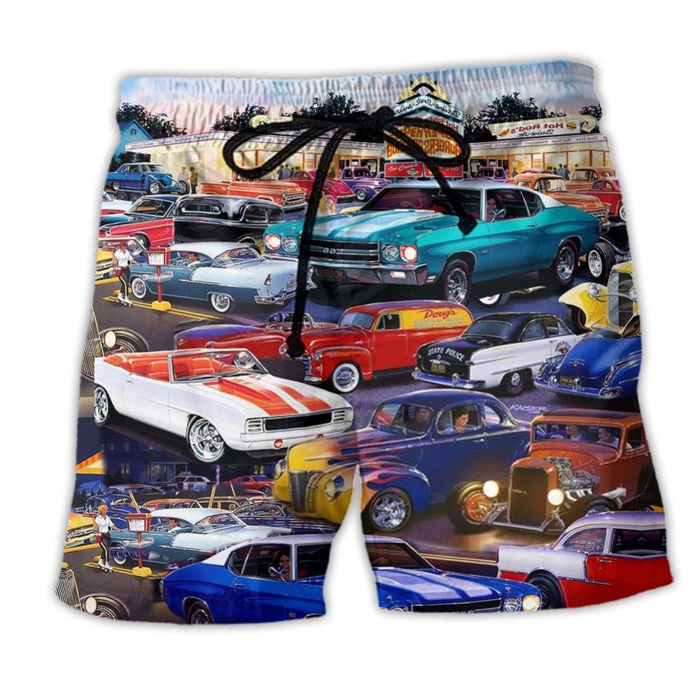 Classic Car Drive My Way Beach Shorts For Poolside Relaxation And Summer Adventures