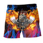 Hot Rod Fire Flame Ride Beach Shorts Print Detail For Relaxed Warm Weather Wear