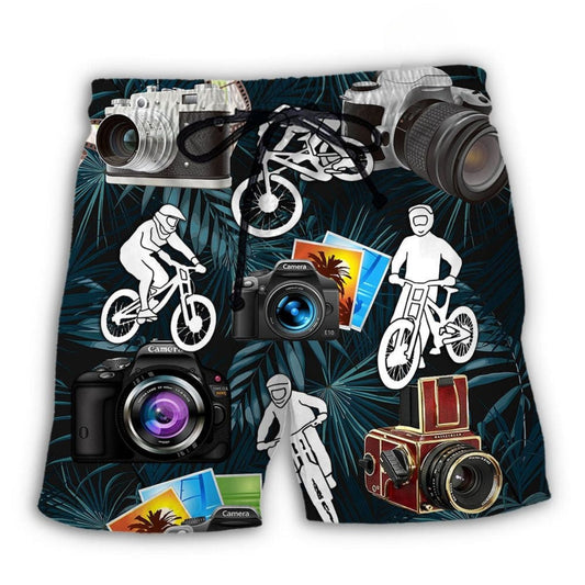 Camera Cycling Lover Beach Shorts Design Detail For Camping Trips And Summer Style