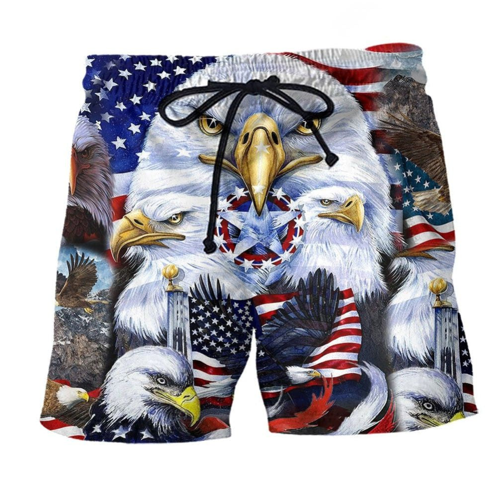 America Proud Celebration Day Beach Shorts Pattern View For Weekend Trips And Outdoor Activities