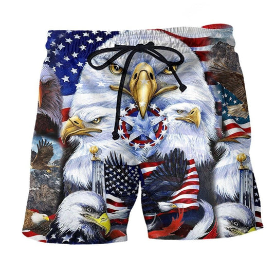 America Proud Celebration Day Beach Shorts Pattern View For Weekend Trips And Outdoor Activities