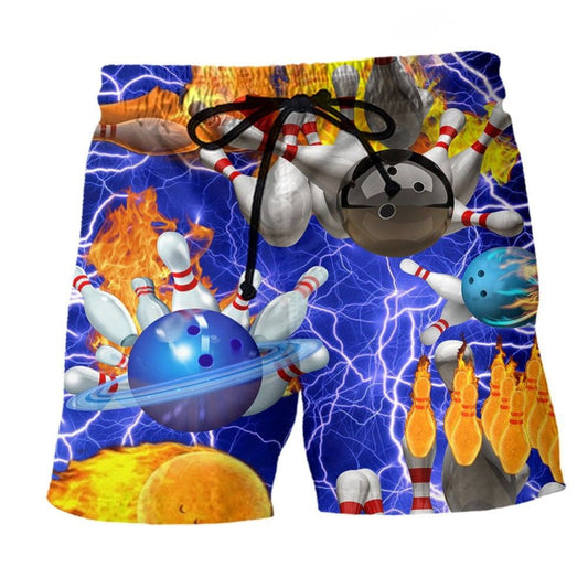 Bowling When Nothing Goes Right Humor Beach Shorts Artwork Detail For Casual Warm Weather Outfits