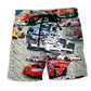 Car Racing Speed Beach Shorts Print Detail For Thoughtful Gift Giving
