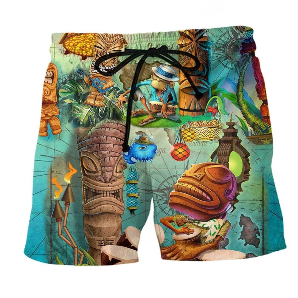 Tiki Bar Open Summer Vibes Beach Shorts Design Detail For Coastal Escapes And Daily Wear