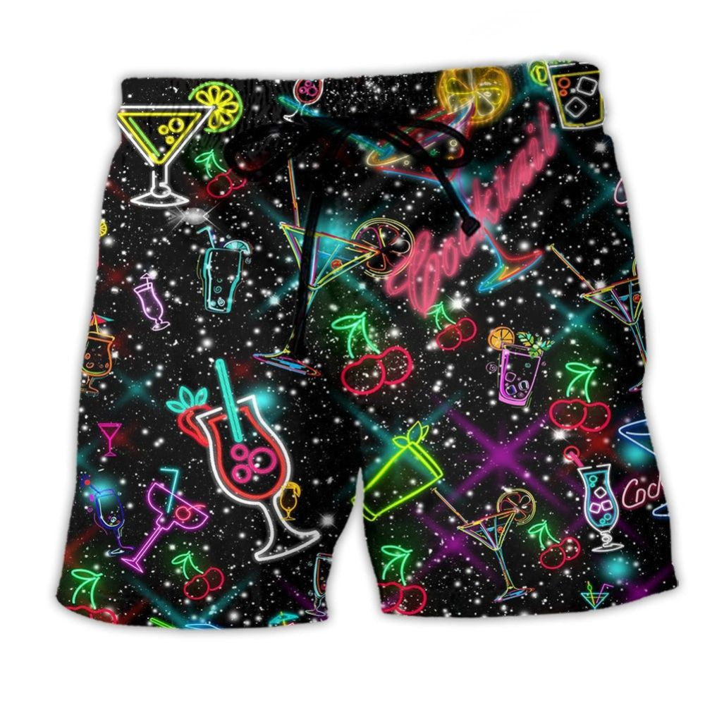 Cocktail Neon Light Beach Shorts For Cookouts And Relaxed Summer Gatherings