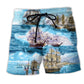 Sailing Go To Sea Beach Shorts Print Detail For Relaxed Warm Weather Outfits