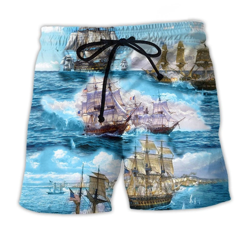 Sailing Go To Sea Beach Shorts Print Detail For Relaxed Warm Weather Outfits