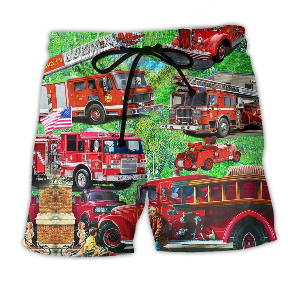 Firefighter Brave Like Daddy Beach Shorts Design Detail For Professional Humor And Travel