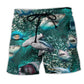 Shark Be A Positive Beach Shorts Design Detail For Coastal Escapes And Daily Wear