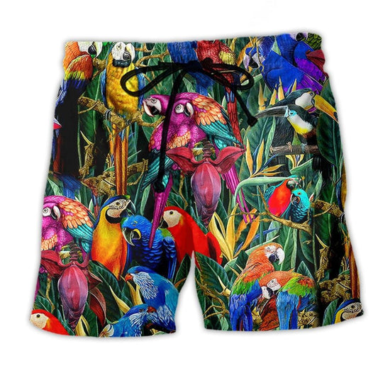 Parrot Tropical Beach Shorts For Summer Vacation And Coastal Travel