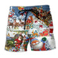 Christmas Hi From Santa Sleigh Beach Shorts Pattern View For Weekend Trips And Outdoor Activities