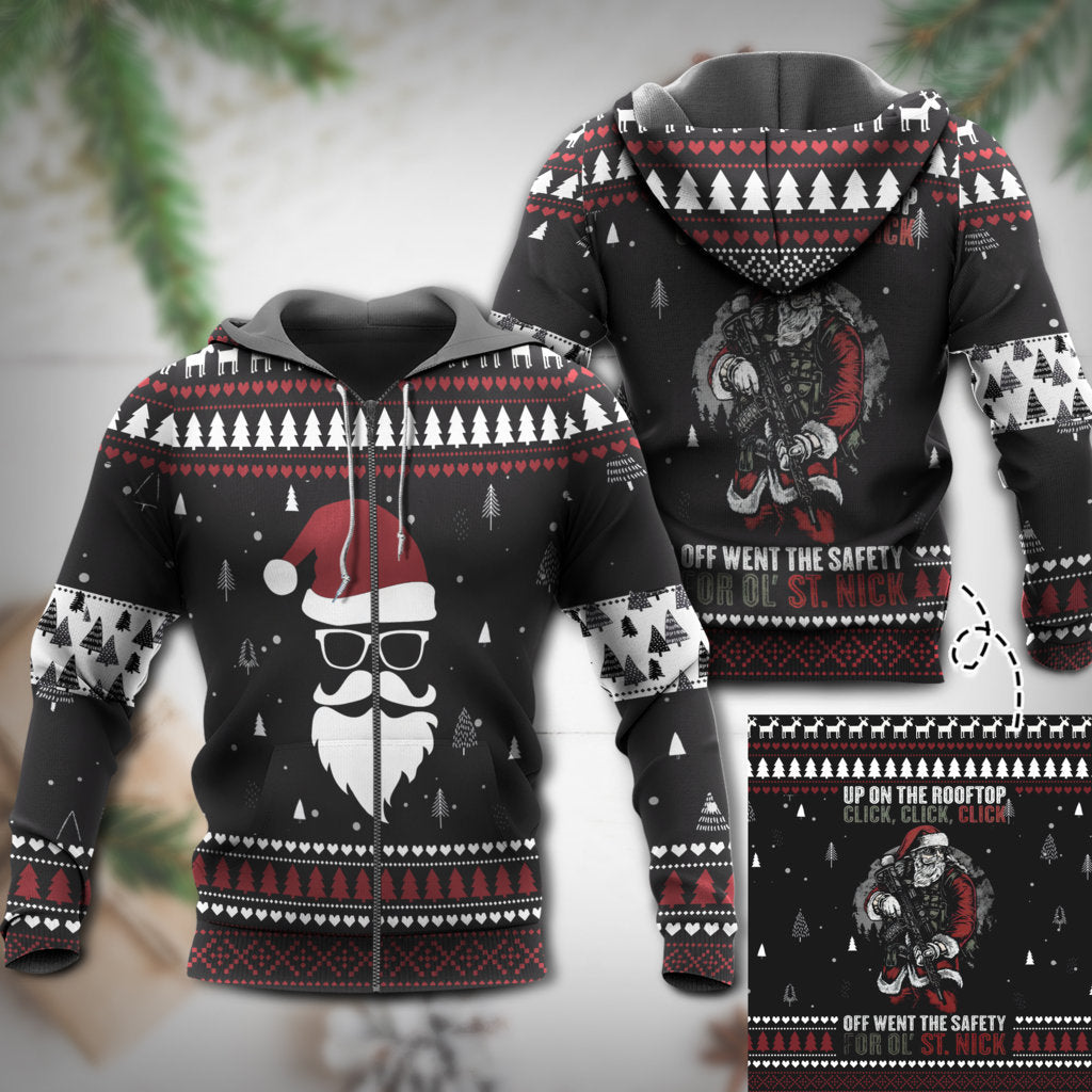 Holiday Rooftop Jingle Hoodie For Festive Streetwear Winter Outings And Christmas Celebrations