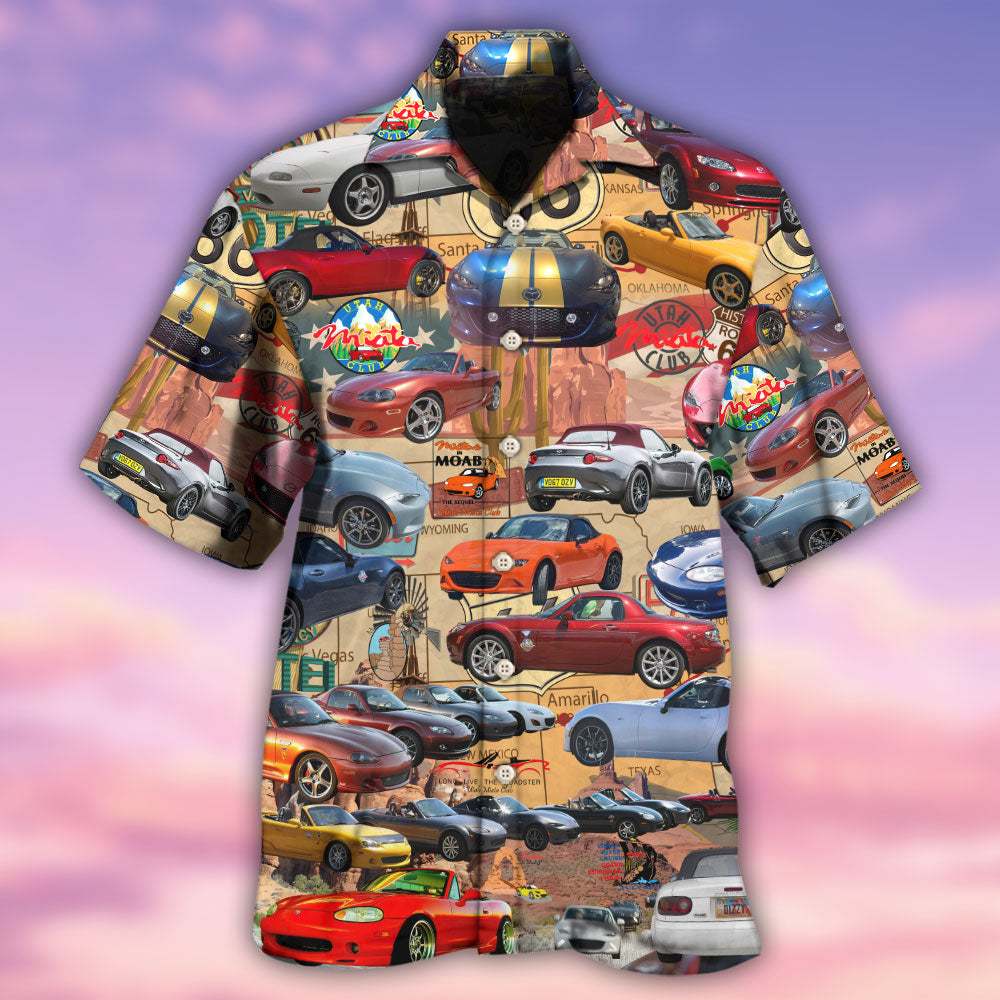 Classic Historic Car Utah Roadster Club Highway Hawaiian Shirt For Vacation Days And Relaxed Coastal Outings