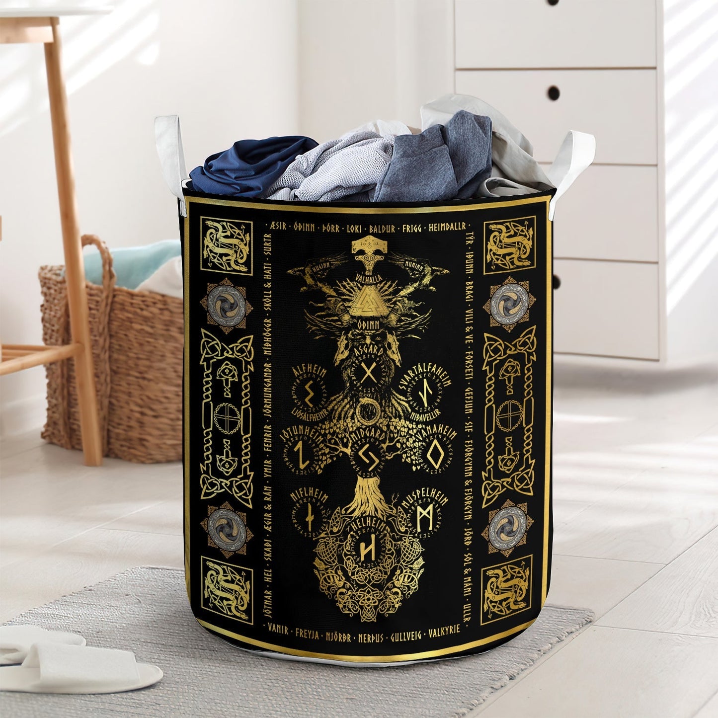Viking Sign Black Style Laundry Basket For Bathroom Bedroom Storage