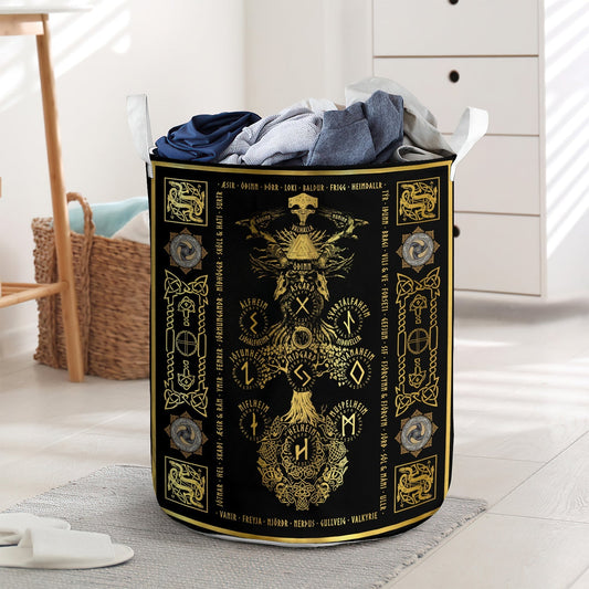 Viking Sign Black Style Laundry Basket For Bathroom Bedroom Storage