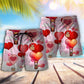 Valentine Cat Hot Air Balloon Beach Shorts Pattern View For Coastal Holidays And Casual Activities