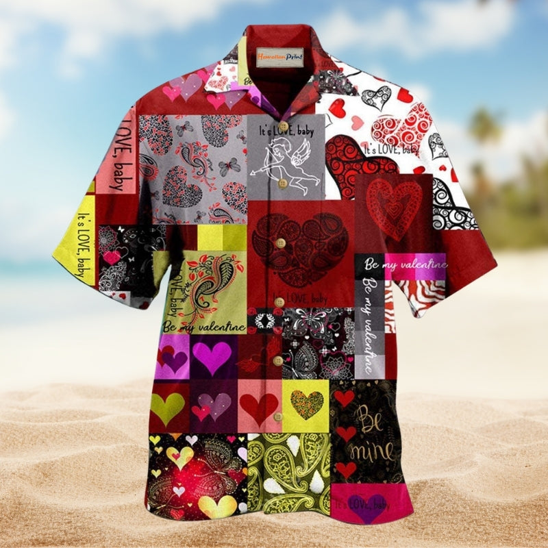 Valentine Beautiful Heart Paisley Hawaiian Shirt For Summer Vacation Beach Travel And Relaxed Casual Wear