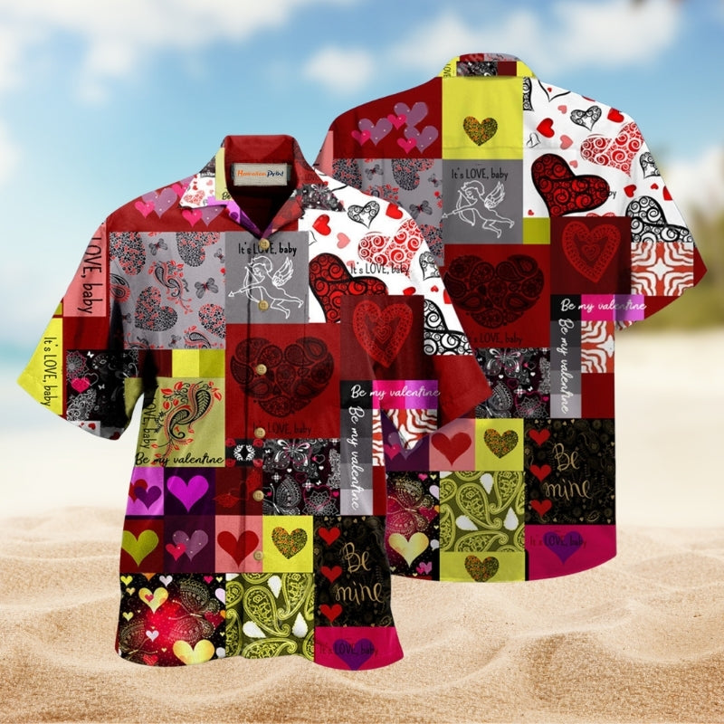 Valentine Beautiful Heart Paisley Hawaiian Shirt For Summer Vacation Beach Travel And Relaxed Casual Wear