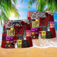 Valentine Paisley Heart Red Beach Shorts Pattern Detail For Coastal Leisure And Leisure And Relaxation