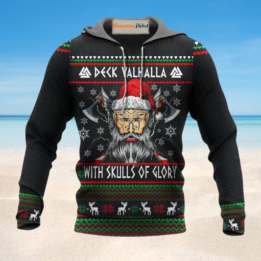Valhalla Christmas Skull Glory Hoodie For Festive Days Casual Adventures And Thoughtful Seasonal Gifting