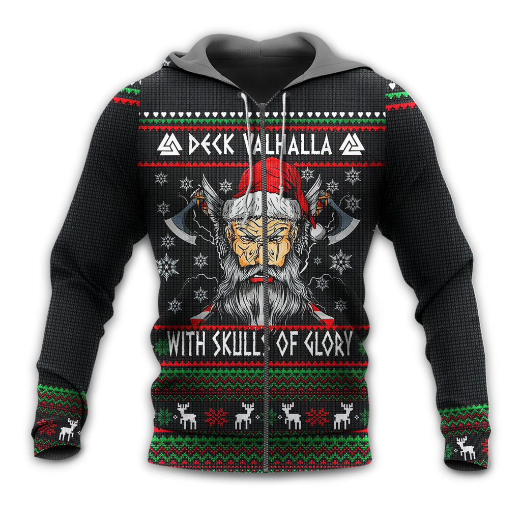 Valhalla Christmas Skull Glory Hoodie For Festive Days Casual Adventures And Thoughtful Seasonal Gifting