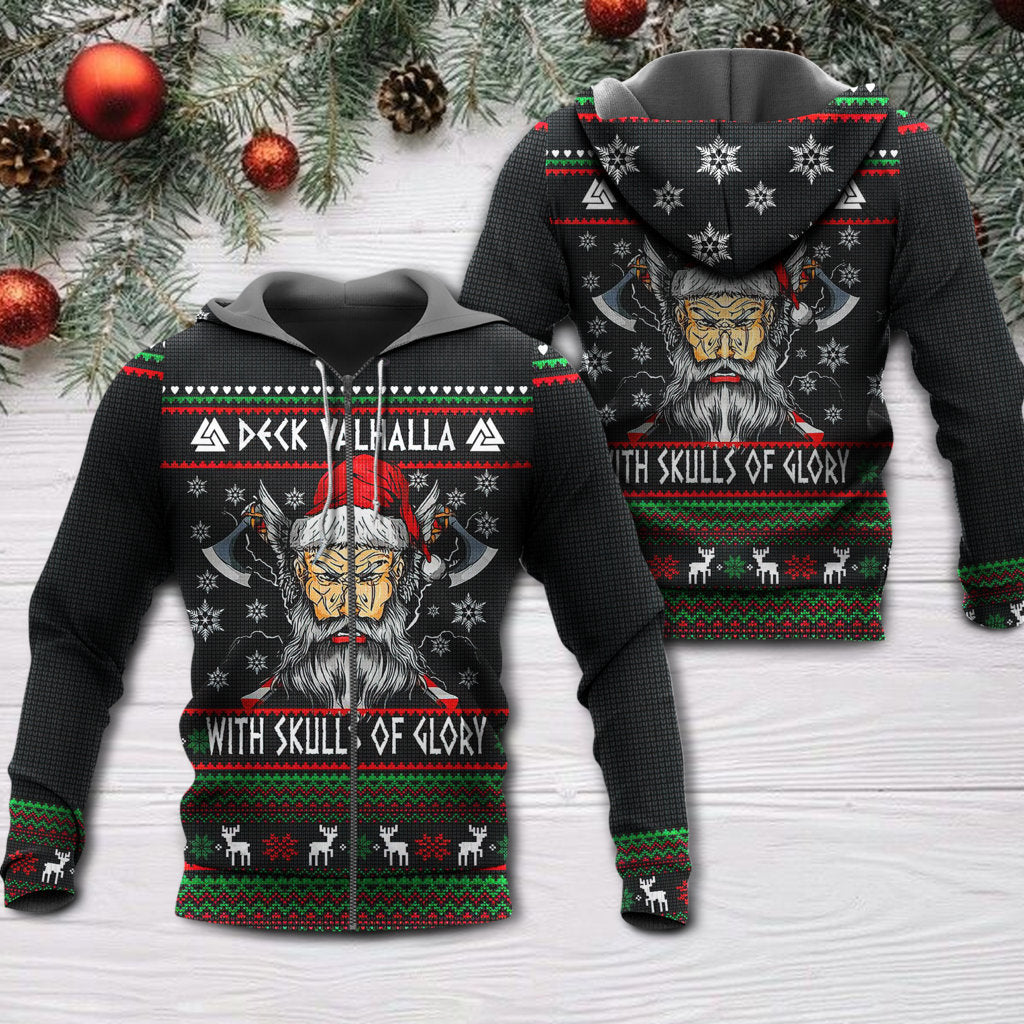 Valhalla Christmas Skull Glory Hoodie For Festive Days Casual Adventures And Thoughtful Seasonal Gifting