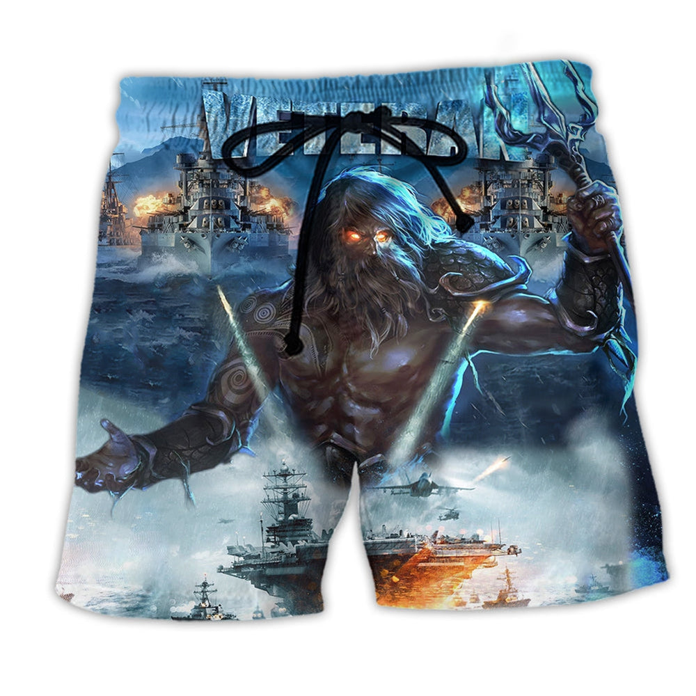 Veteran Ocean Strong Spirit Beach Shorts Artwork Detail For Poolside And Ocean Adventures