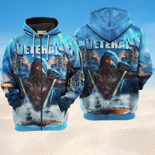 Veteran Ocean Tribute Hoodie For Military Families Casual Wear And Respectful Tribute Gifting