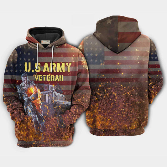Veteran Army Flag Tribute Hoodie For Service Appreciation Gatherings Casual Style And Thoughtful Gifting