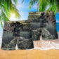 Veteran Brave Steps America Hawaiian Print Beach Shorts For Patriotic Summer Events