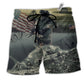 Veteran Brave Steps America Hawaiian Print Beach Shorts For Independence Day Vacation Wear