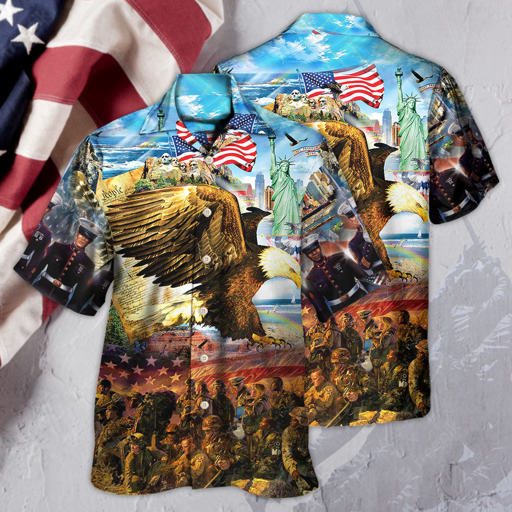 Eagle Veteran Call Freedom Hawaiian Shirt Artwork View For Weekend Travel And Beach Style