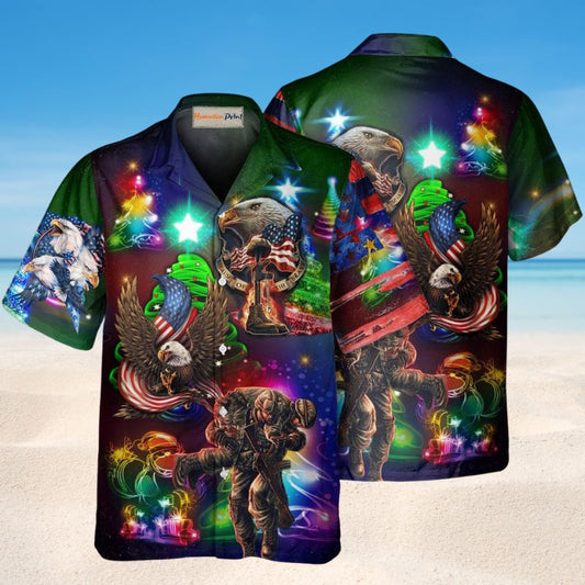 Veteran Christmas Hawaiian Shirt For Winter Celebrations, Beach Travel, And Relaxed Holiday Wear