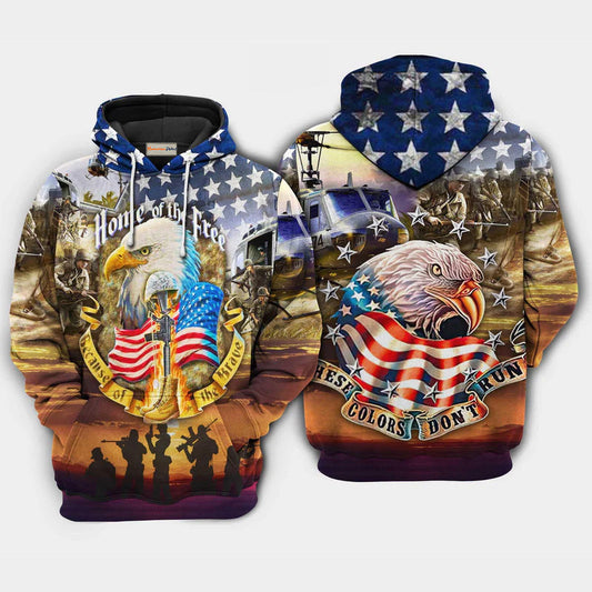 Veteran Eagle Color Run Hoodie For Tribute Events Weekend Outings And Relaxed Streetwear