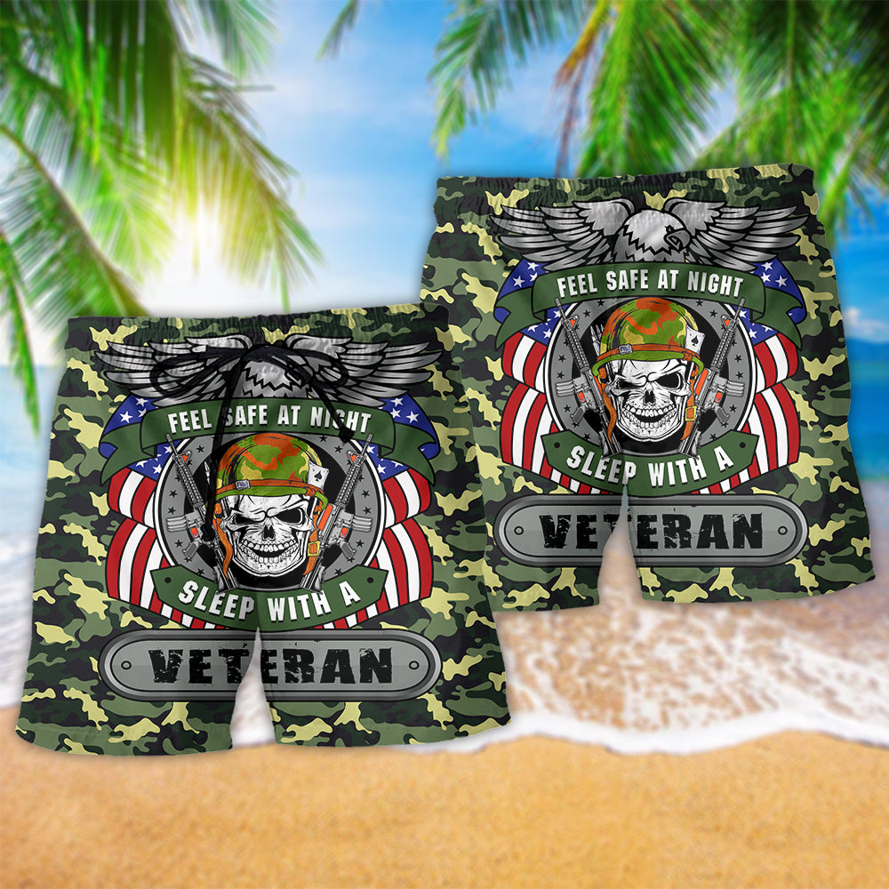 Veteran Night Watch Beach Shorts Pattern Detail For Resort Wear And Memorable Gift Ideas