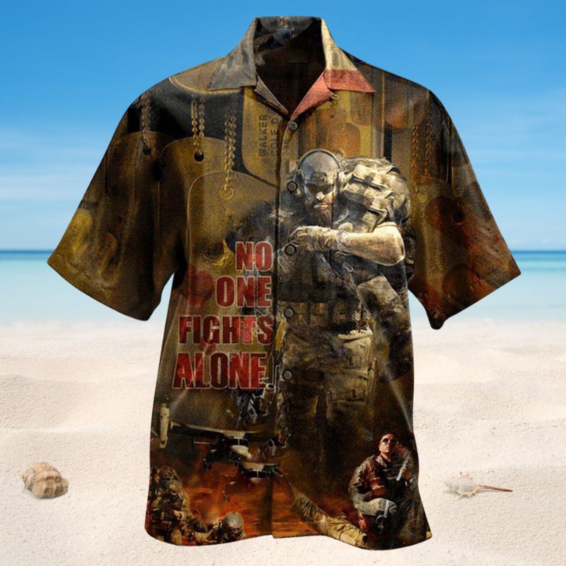 Veteran No One Fights Alone Hawaiian Shirt For Summer Vacation Beach Travel And Relaxed Casual Wear