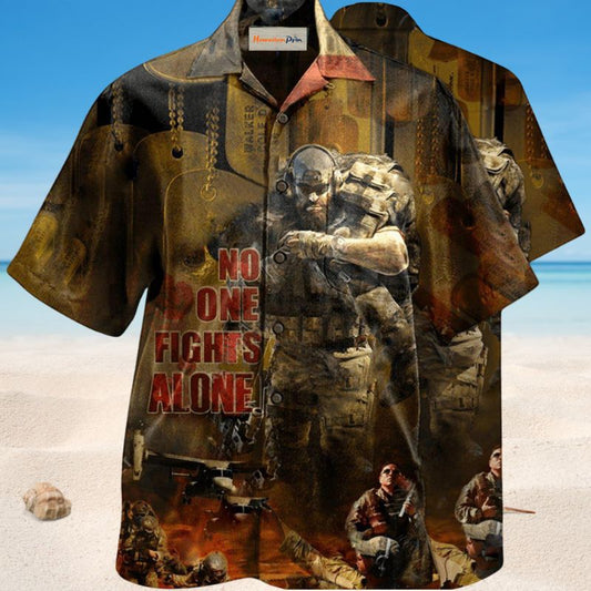 Veteran No One Fights Alone Hawaiian Shirt For Summer Vacation Beach Travel And Relaxed Casual Wear