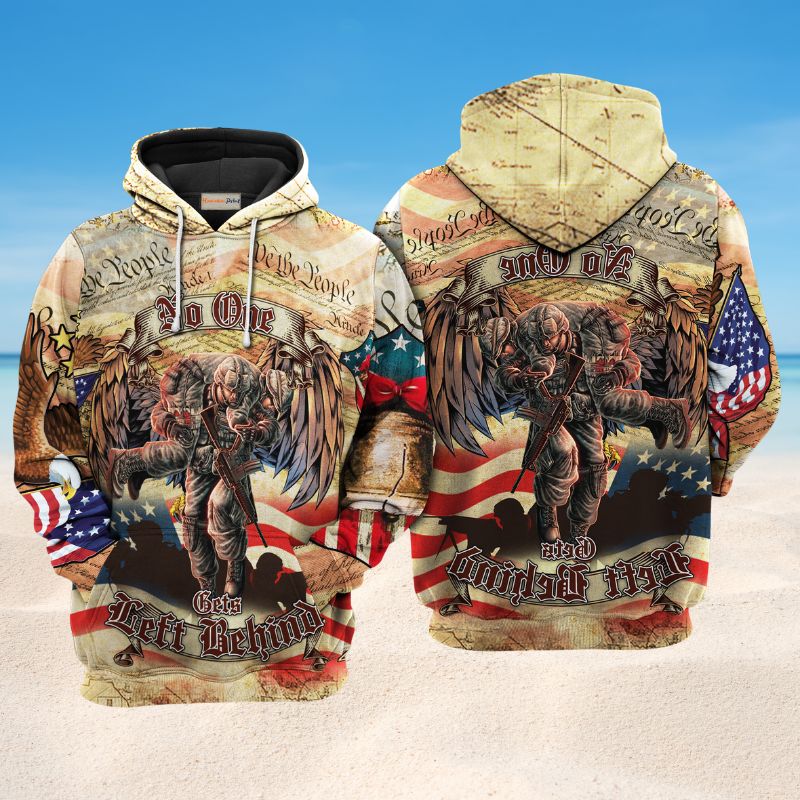Veteran No One Left Behind Tribute Hoodie For Service Tributes Outdoor Travel And Comfortable Outfits