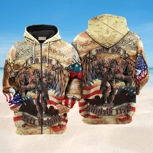 Veteran No One Left Behind Tribute Hoodie For Service Tributes Outdoor Travel And Comfortable Outfits