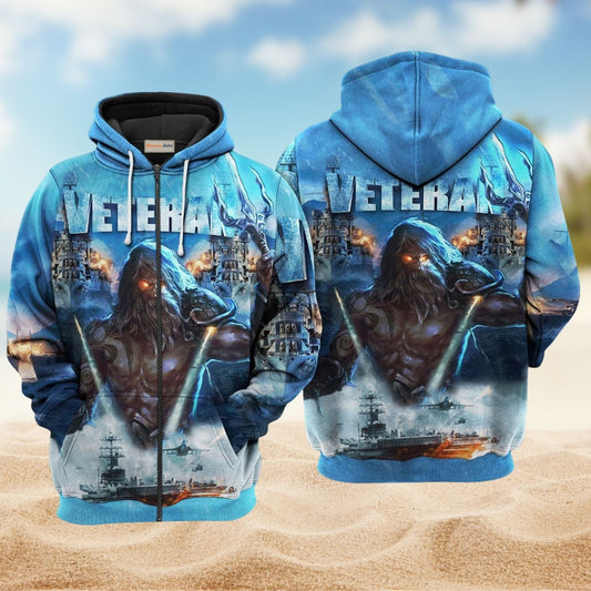 Veteran Ocean Inspired Hoodie For Veteran Tribute Events Travel And Respectful Everyday Wear
