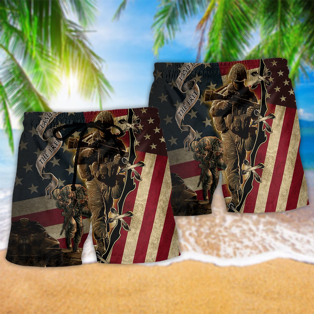 Veteran Proud Memories Flag Hawaiian Print Beach Shorts For Outdoor Gatherings And Comfort
