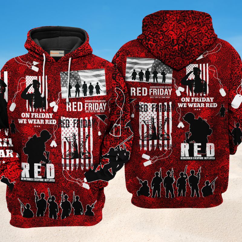 Red Veteran Friday Tribute Hoodie For Remembrance Activities Casual Layering And Travel