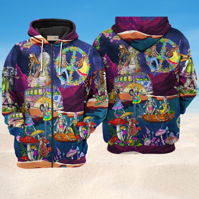 Hippie Dancing Moon Skull Hoodie For Colorful Streetwear Festivals And Comfortable Daily Wear