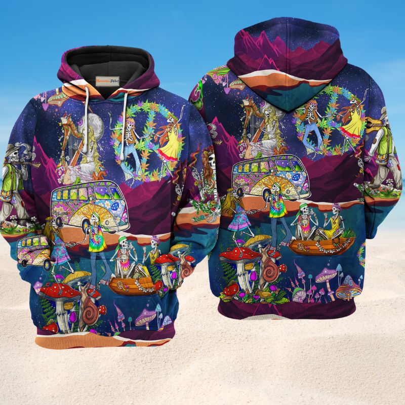 Hippie Dancing Moon Skull Hoodie For Colorful Streetwear Festivals And Comfortable Daily Wear