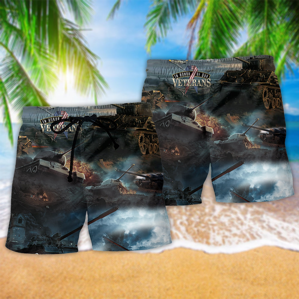 Veteran Tank Crew Hero Dark Beach Shorts Print Detail For Beach Activities And Vacation Wear