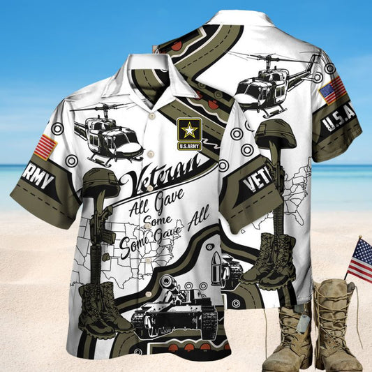 Veteran Army Hawaiian Shirt For Summer Celebrations, Resort Days, And Relaxed Everyday Wear