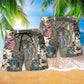 Veteran US Skull Style Hawaiian Print Beach Shorts For Coastal Travel And Celebrations