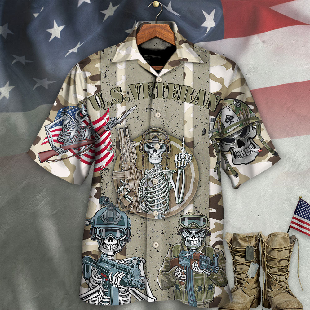 Skull Veteran Us American Flag Hawaiian Shirt Design View For Resort Travel And Thoughtful Gifting