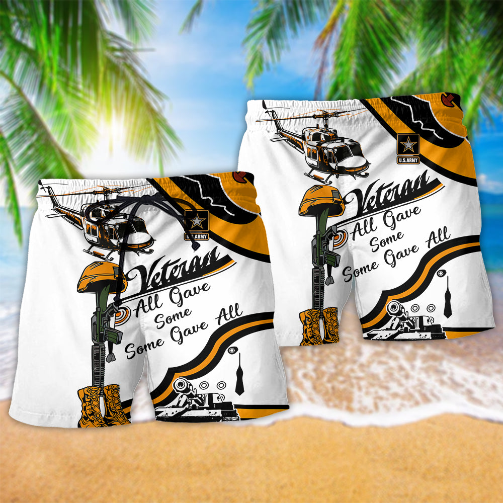 Veteran Honor Service Yellow Theme Beach Shorts For Summer Vacation And Coastal Travel