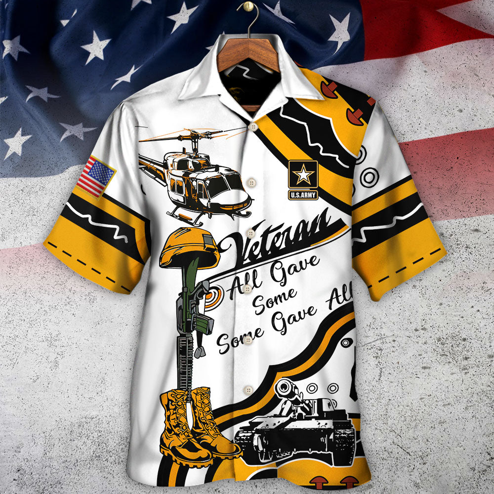 Yellow Veteran US Army Gave Proud Hawaiian Shirt Pattern View For Lightweight Everyday Style